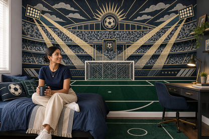 Futbol Stadyumu Poster Duvar Kağıdı Lacivert Spor Odası