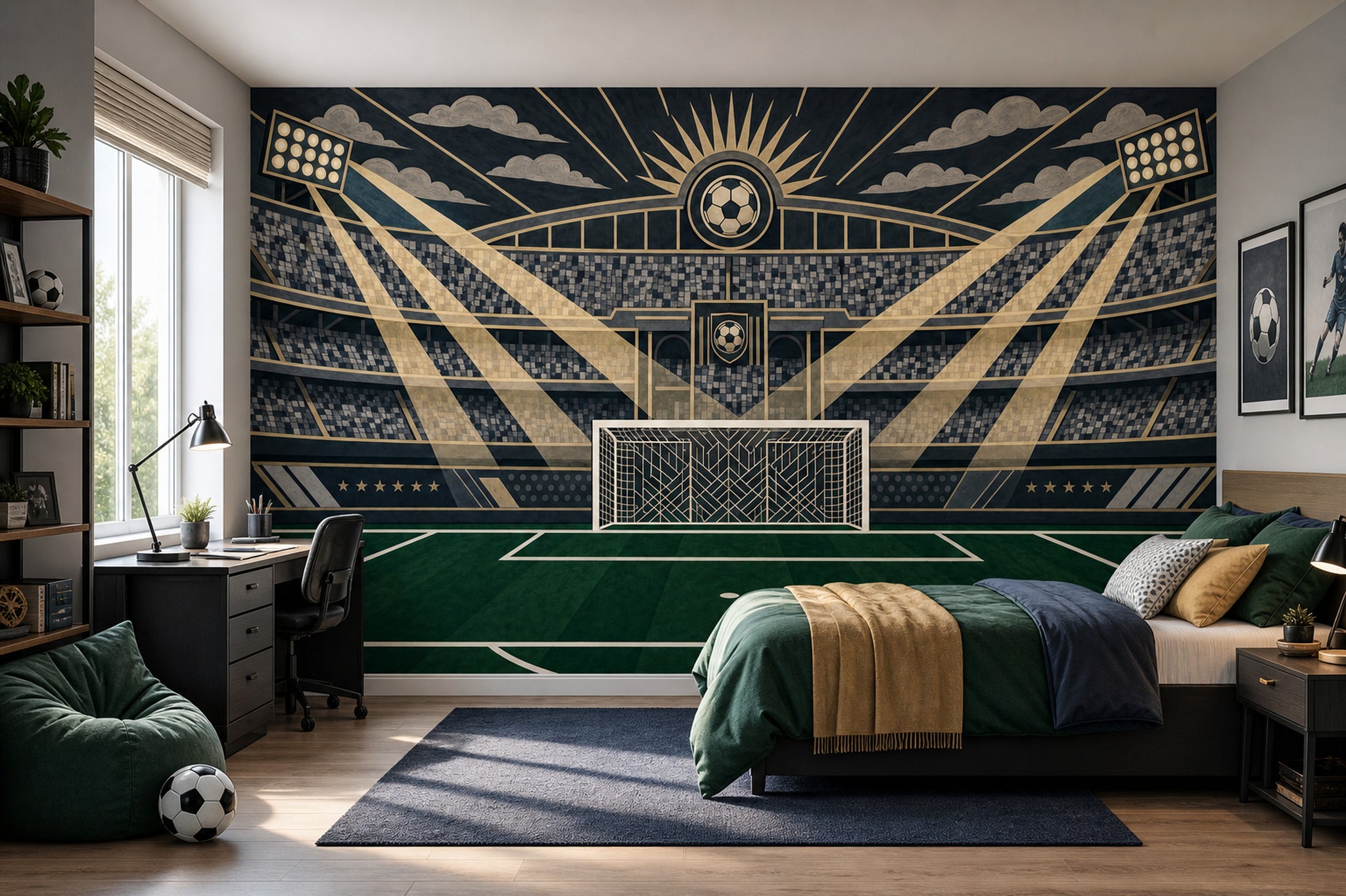 Futbol Stadyumu Poster Duvar Kağıdı Lacivert Spor Odası