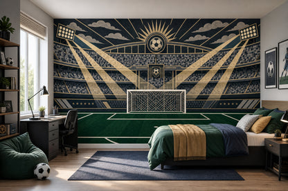 Futbol Stadyumu Poster Duvar Kağıdı Lacivert Spor Odası