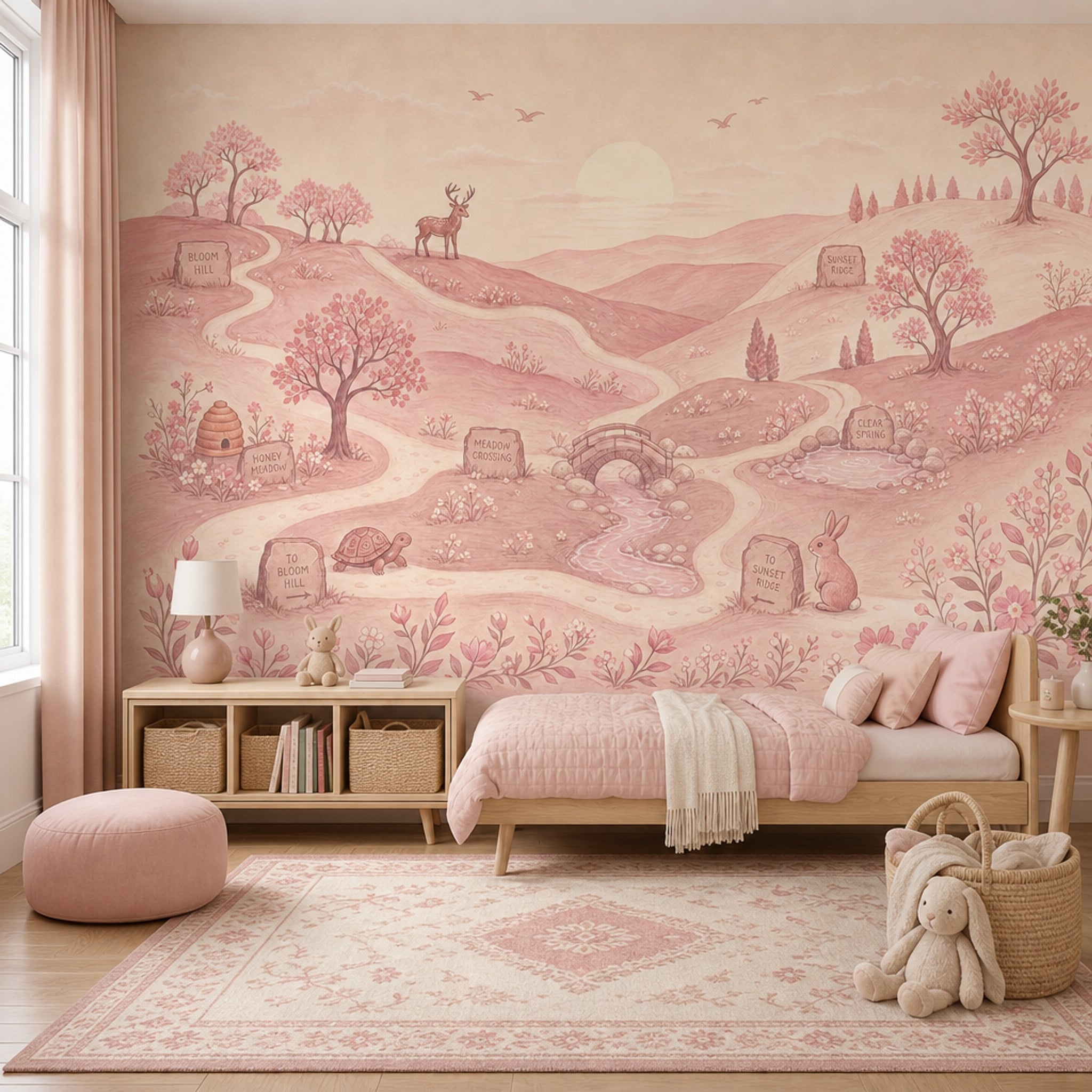 Pembe Masal Ormanı Poster Duvar Kağıdı Çocuk Odası