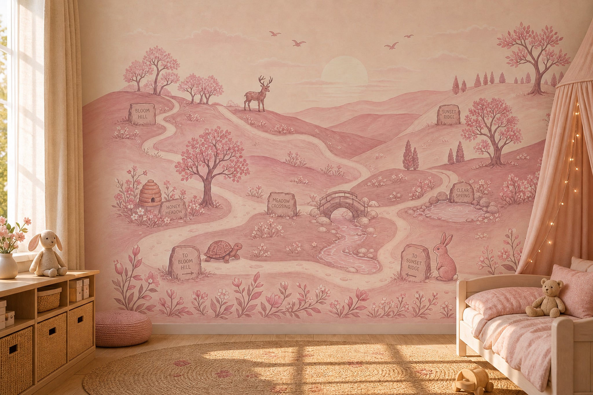 Pembe Masal Ormanı Poster Duvar Kağıdı Çocuk Odası