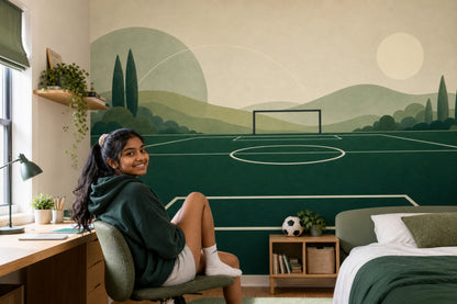 Futbol Sahası Poster Duvar Kağıdı Yeşil Çocuk Odası