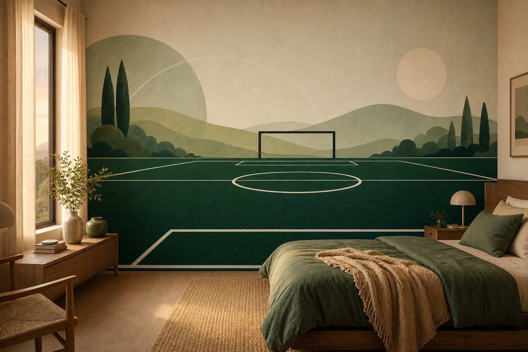 Futbol Sahası Poster Duvar Kağıdı Yeşil Çocuk Odası