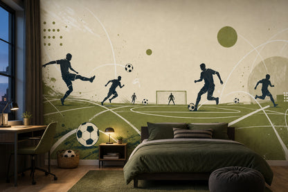 Futbol Temalı Poster Duvar Kağıdı Yeşil Sahalı Genç Odası