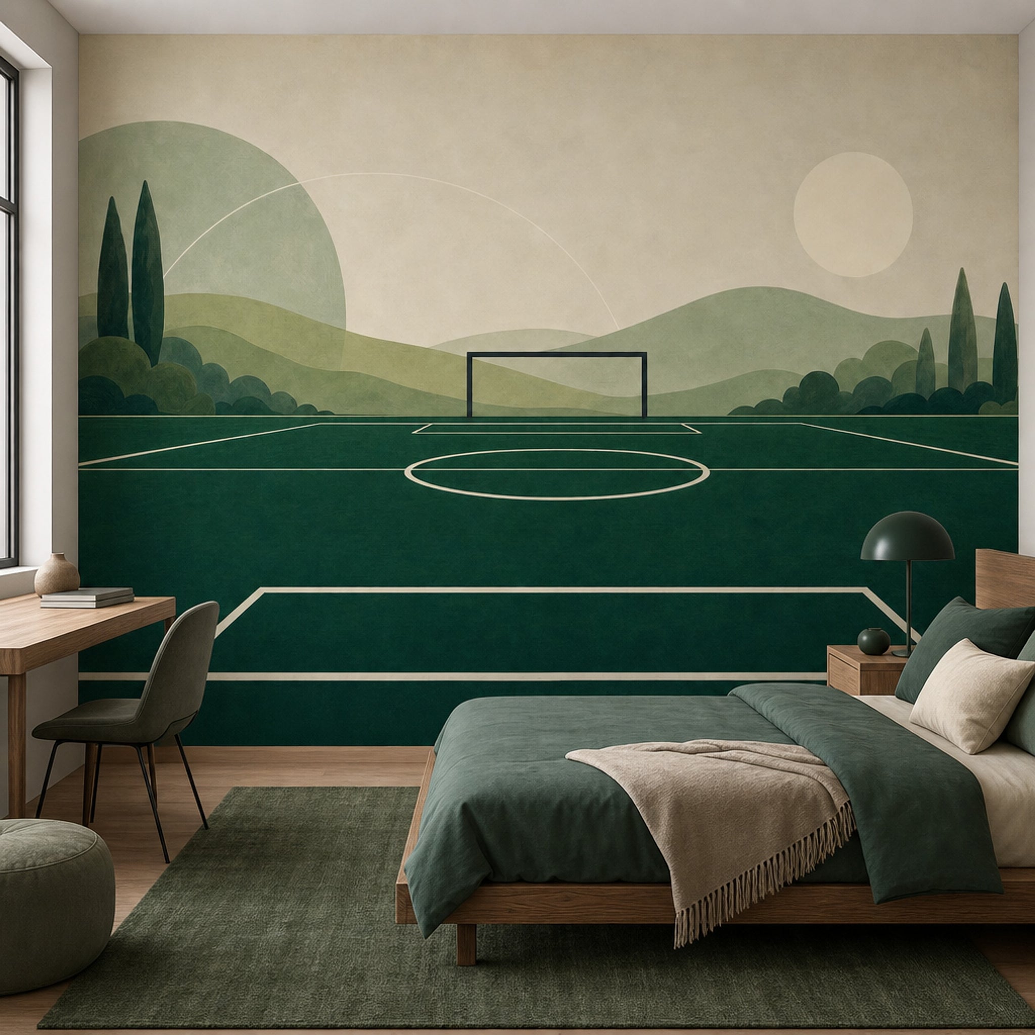 Futbol Sahası Poster Duvar Kağıdı Yeşil Çocuk Odası