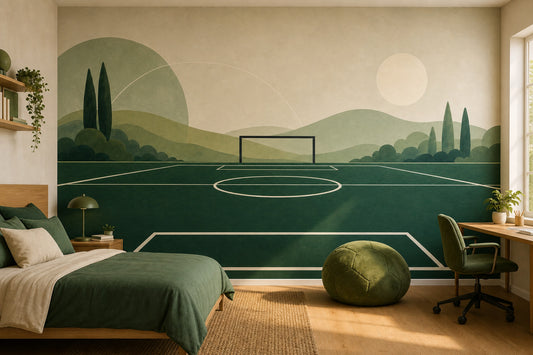 Futbol Sahası Poster Duvar Kağıdı Yeşil Çocuk Odası