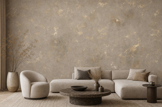 Beton Görünümlü Poster Duvar Kağıdı Bej Gri Modern Salon