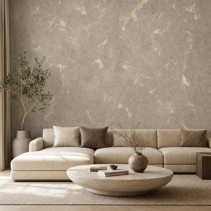 Beton Görünümlü Poster Duvar Kağıdı Bej Gri Modern Yatak Odası