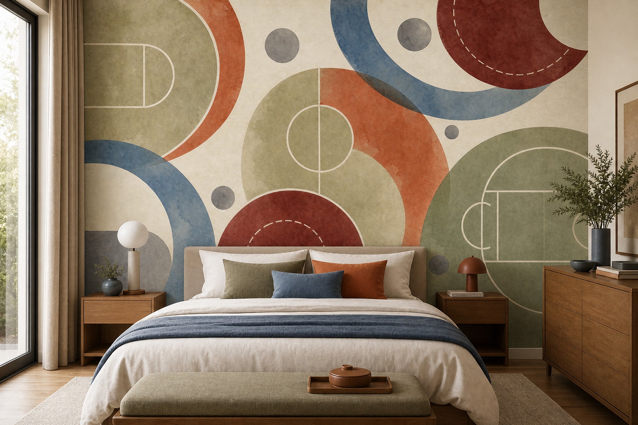 Geometrik Spor Sahası Poster Duvar Kağıdı Renkli Modern Salon