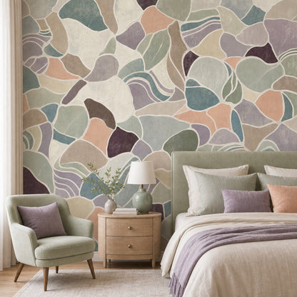 Renkli Terrazzo Desenli Poster Duvar Kağıdı Modern Salon Duvarı