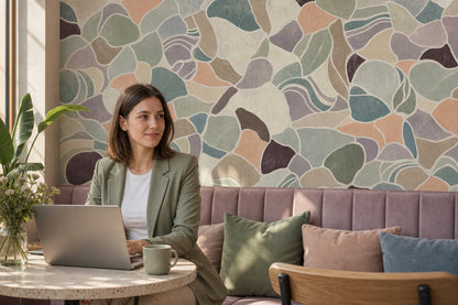 Renkli Terrazzo Desenli Poster Duvar Kağıdı Modern Salon Duvarı
