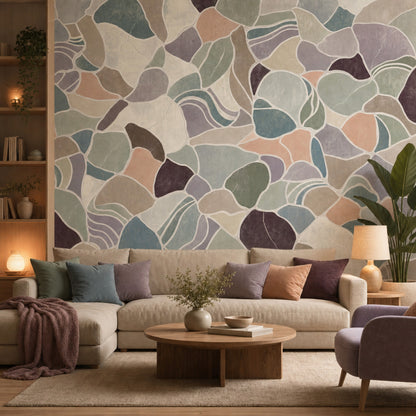 Renkli Terrazzo Desenli Poster Duvar Kağıdı Modern Salon Duvarı