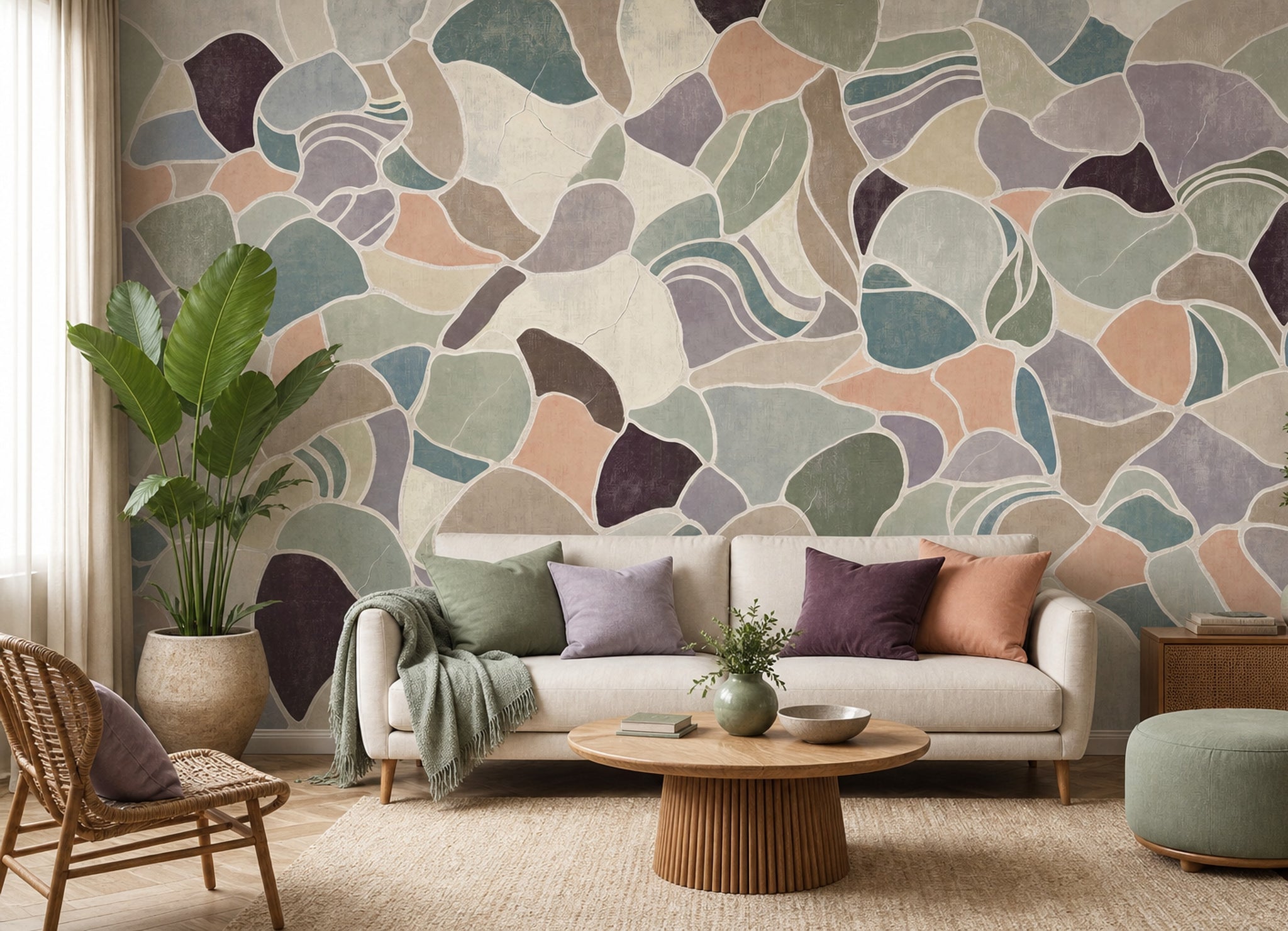 Renkli Terrazzo Desenli Poster Duvar Kağıdı Modern Salon Duvarı