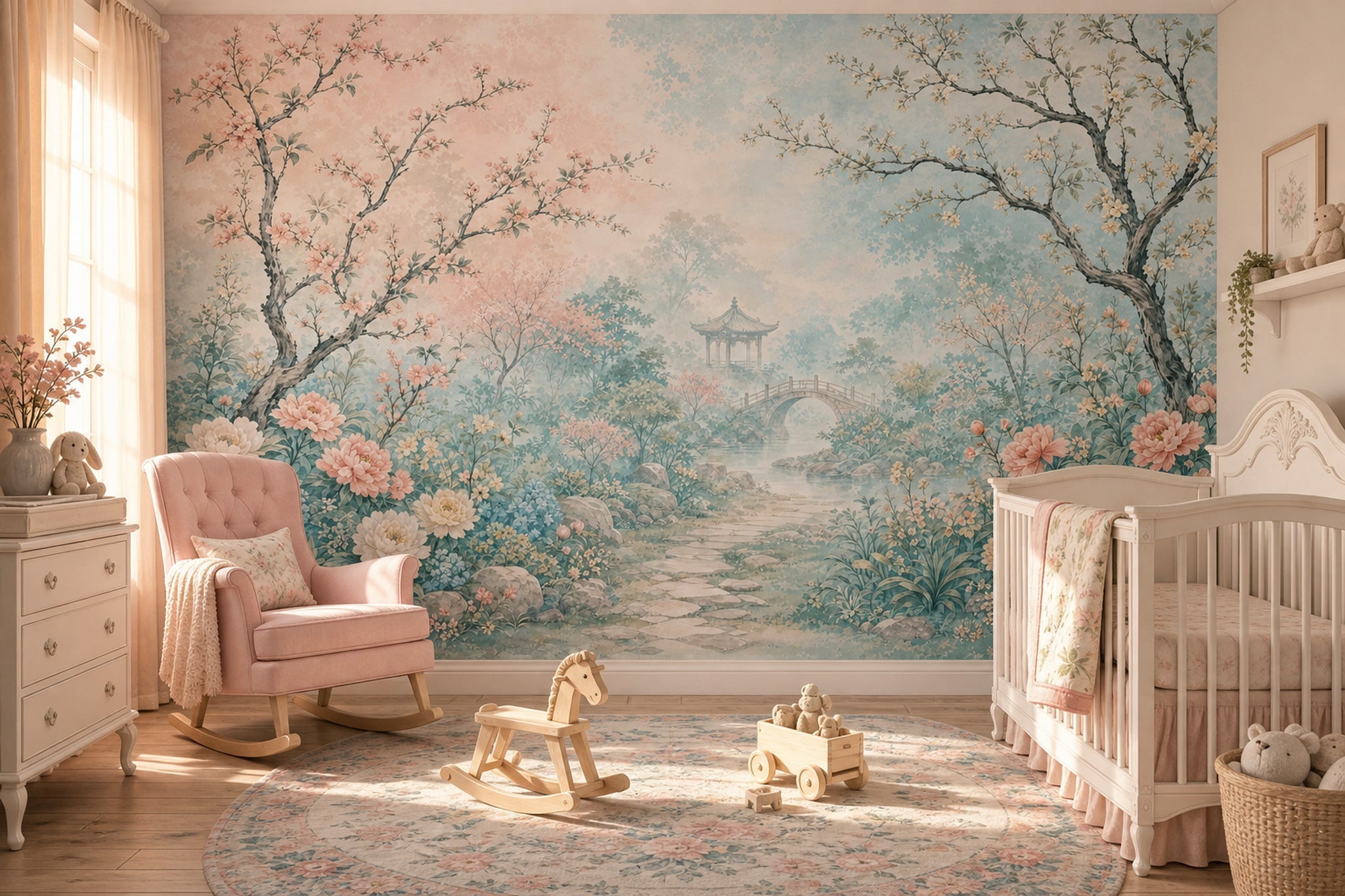Pastel Çiçek Bahçesi Poster Duvar Kağıdı Beşik Odası Duvar