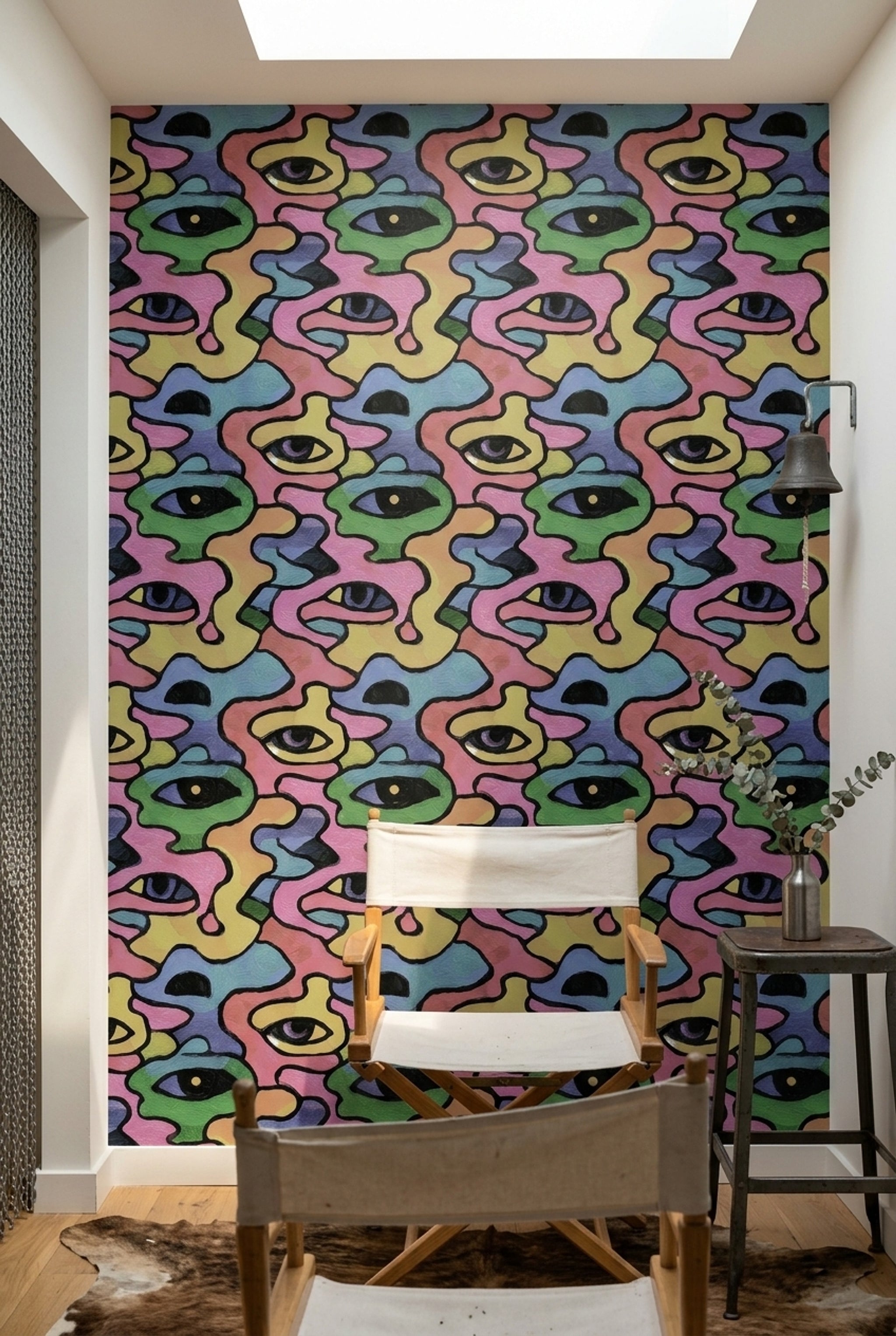 Renkli Göz Desenli Duvar Kağıdı Modern Çocuk Odası