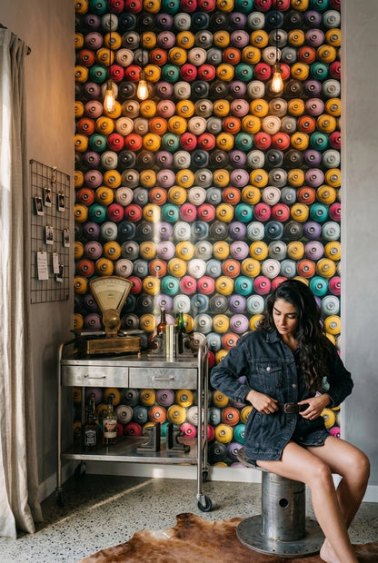 Renkli Daire Desenli Duvar Kağıdı Modern Salon Dekoru