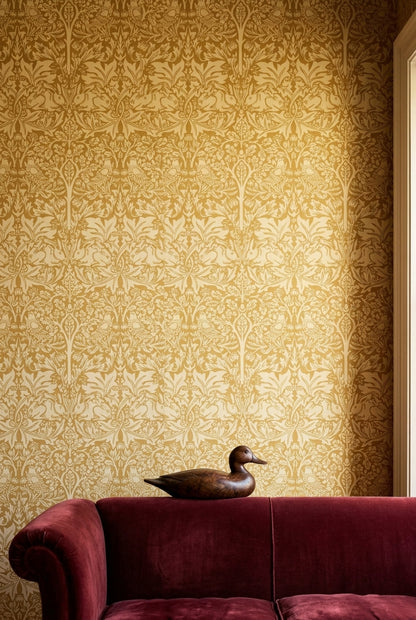 Altın Damask Desenli Duvar Kağıdı Klasik Salon Dekoru