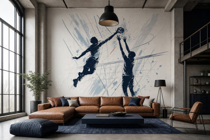 Basketbol Temalı Poster Duvar Kağıdı Siyah Beyaz Spor Salon