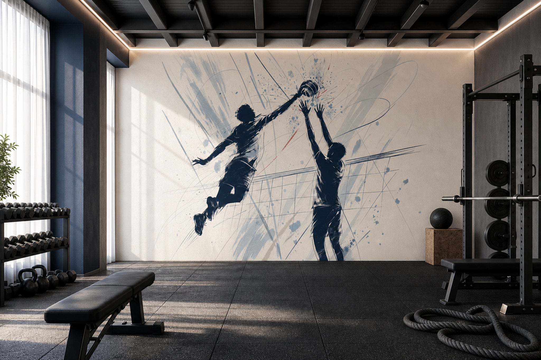 Basketbol Temalı Poster Duvar Kağıdı Siyah Beyaz Spor Salon