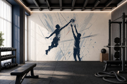 Basketbol Temalı Poster Duvar Kağıdı Siyah Beyaz Spor Salon