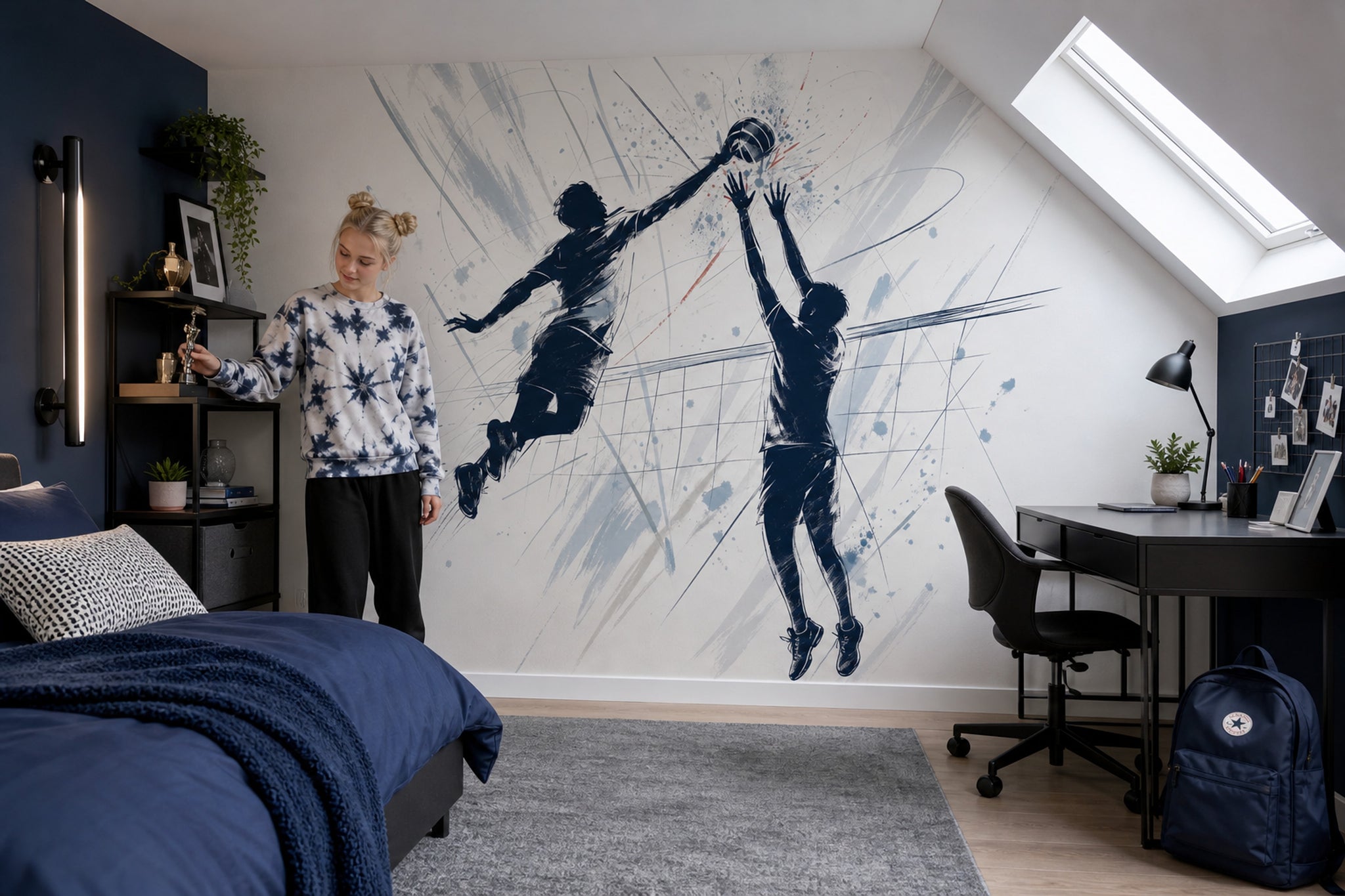 Basketbol Temalı Poster Duvar Kağıdı Siyah Beyaz Spor Salon