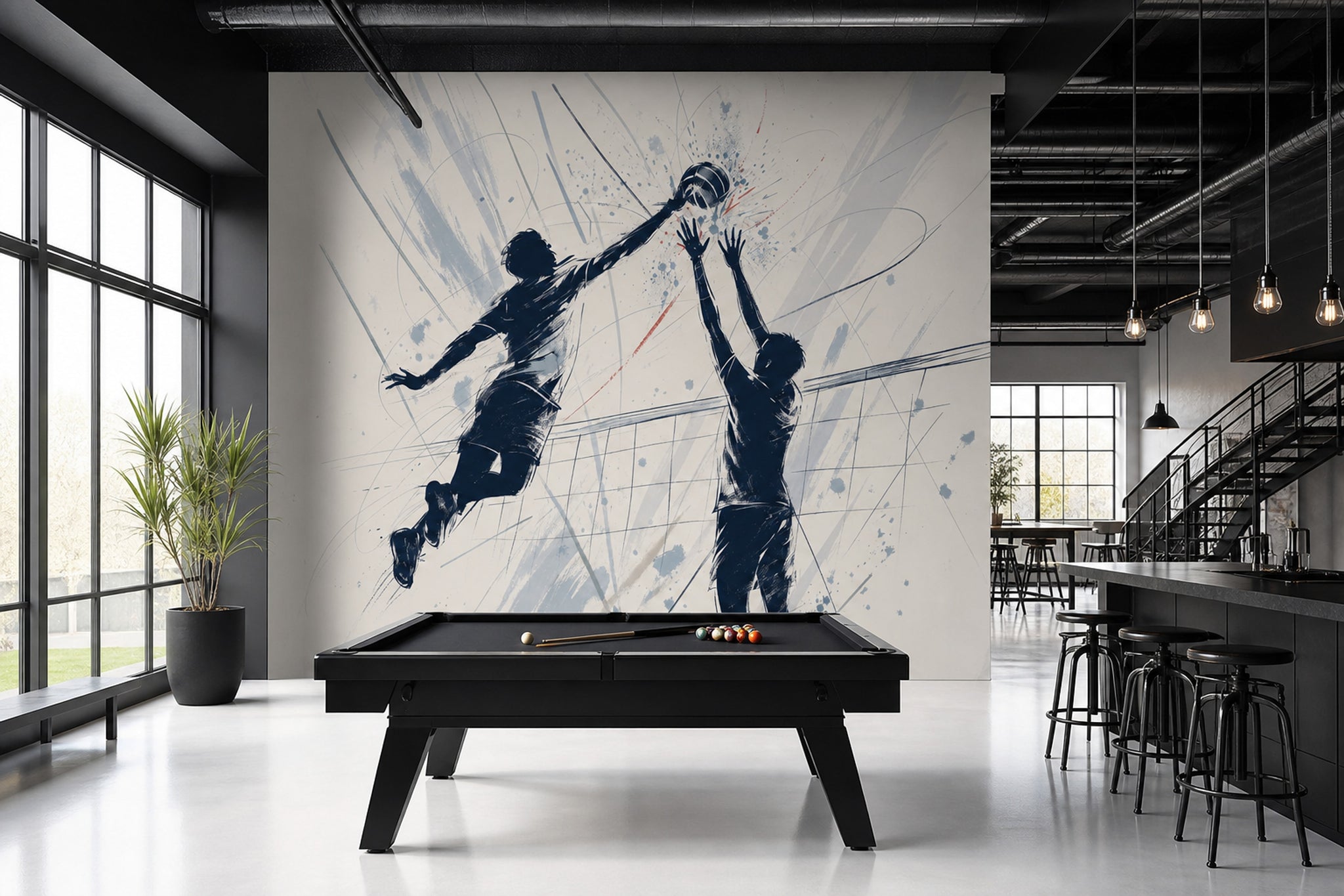 Basketbol Temalı Poster Duvar Kağıdı Siyah Beyaz Spor Salon