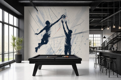 Basketbol Temalı Poster Duvar Kağıdı Siyah Beyaz Spor Salon