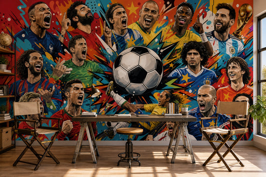 Futbol Temalı Poster Duvar Kağıdı Renkli Grafiti Spor Odası
