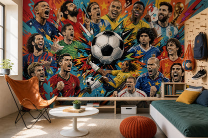 Futbol Temalı Poster Duvar Kağıdı Renkli Grafiti Spor Odası
