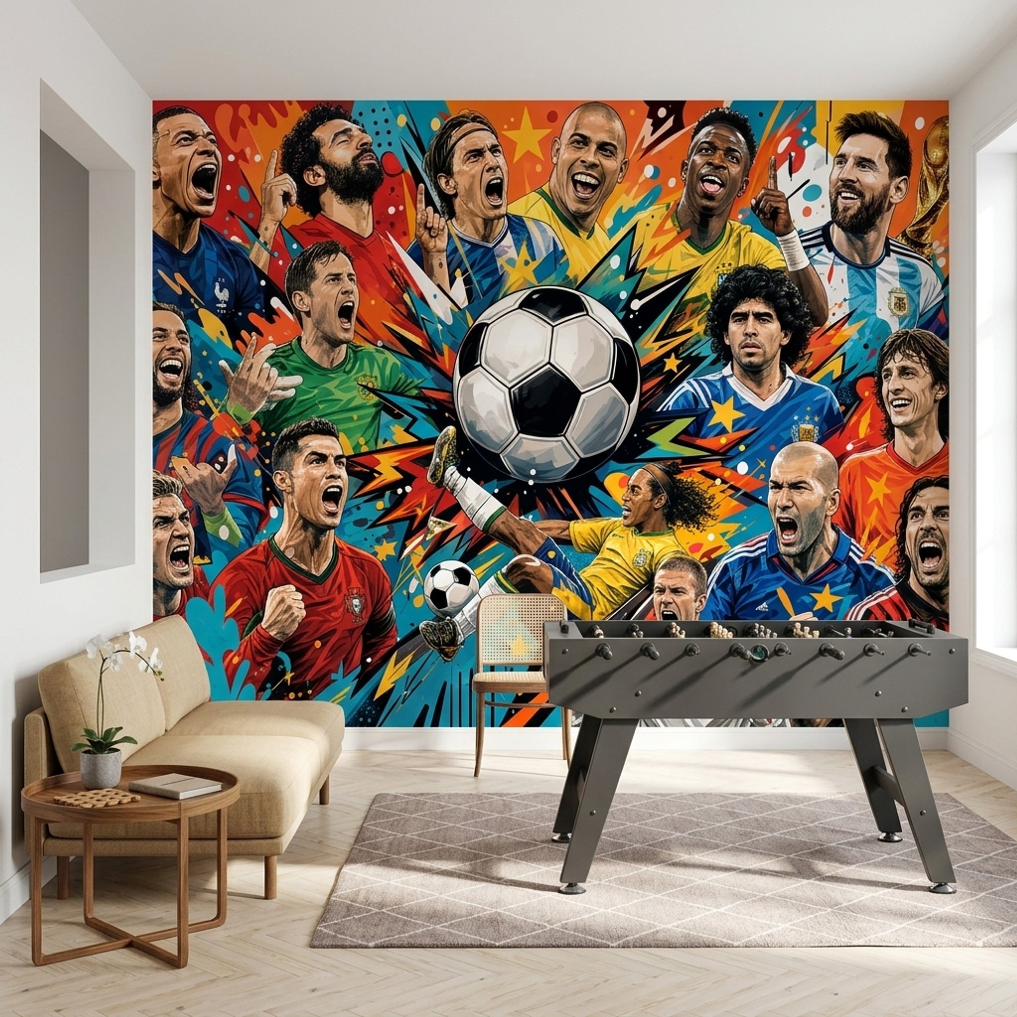 Futbol Temalı Poster Duvar Kağıdı Renkli Grafiti Spor Odası