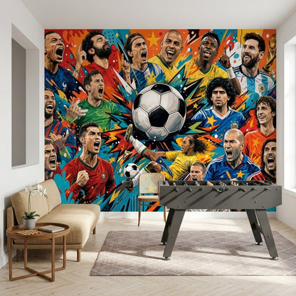 Futbol Temalı Poster Duvar Kağıdı Renkli Grafiti Spor Odası