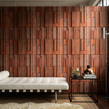 Tuğla Desenli Duvar Kağıdı Kiremit Ton Modern Salon