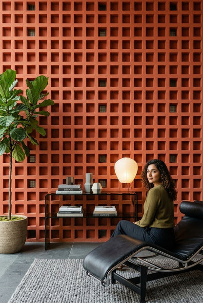 Kırmızı Kare Geometrik Duvar Kağıdı Modern Endüstriyel Duvar Deseni