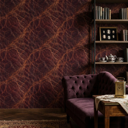 Bakır Tonlu Soyut Ağ Desenli Duvar Kağıdı Modern Salon
