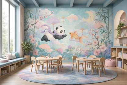 Pandalı Poster Duvar Kağıdı Pastel Mavi Çocuk Odası