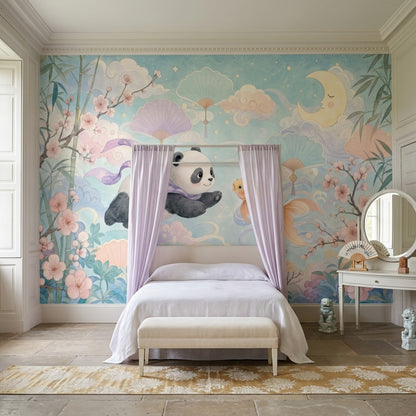 Pandalı Poster Duvar Kağıdı Pastel Mavi Çocuk Odası