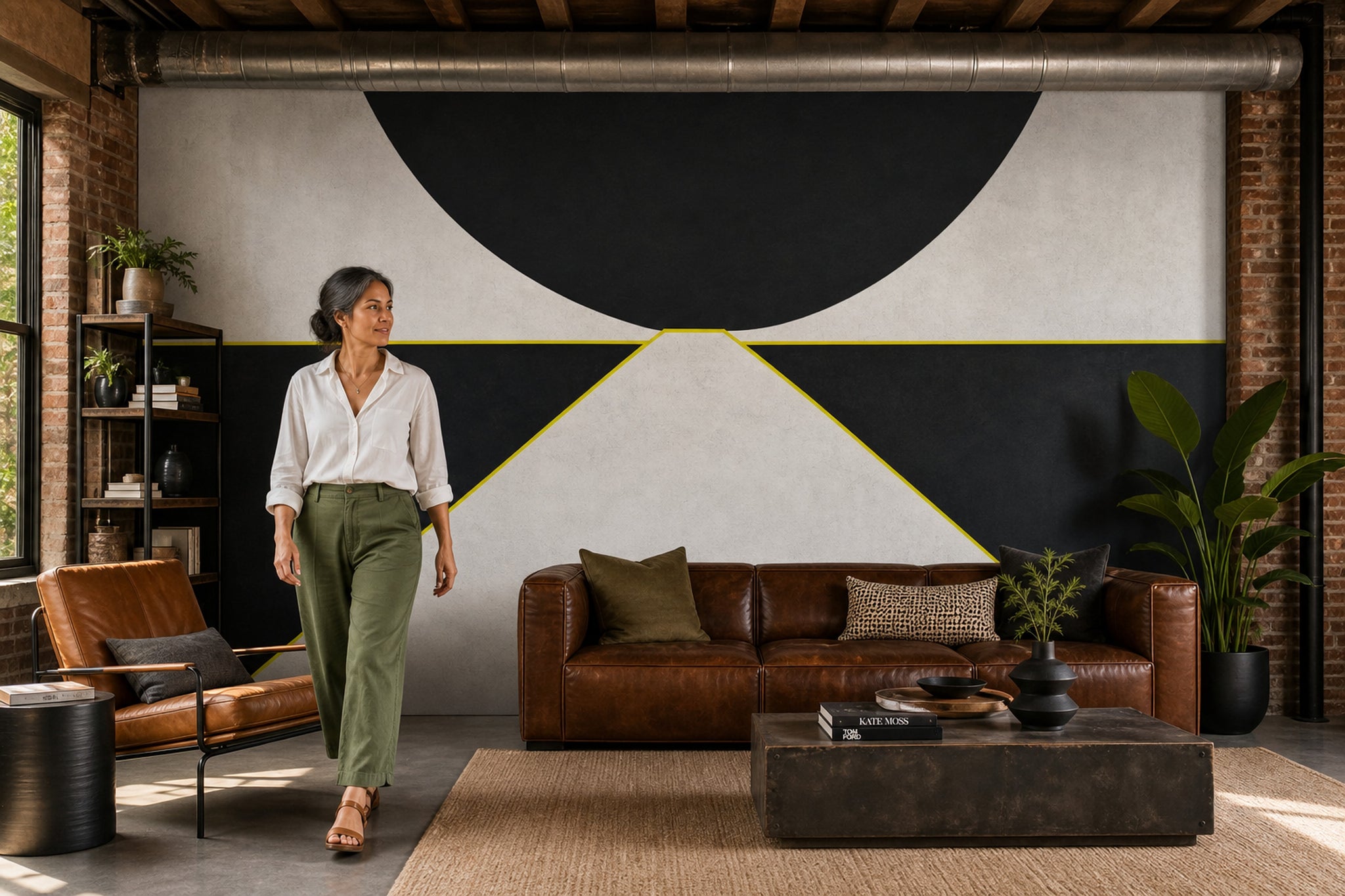 Siyah Gri Geometrik Poster Duvar Kağıdı Modern Salon Duvarı