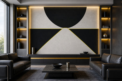Siyah Gri Geometrik Poster Duvar Kağıdı Modern Salon Duvarı