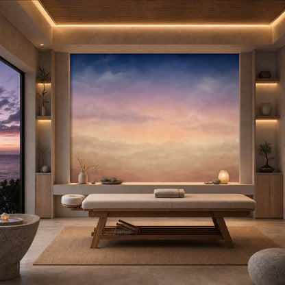 Gün Batımı Gökyüzü Poster Duvar Kağıdı Mavi Turuncu Salon