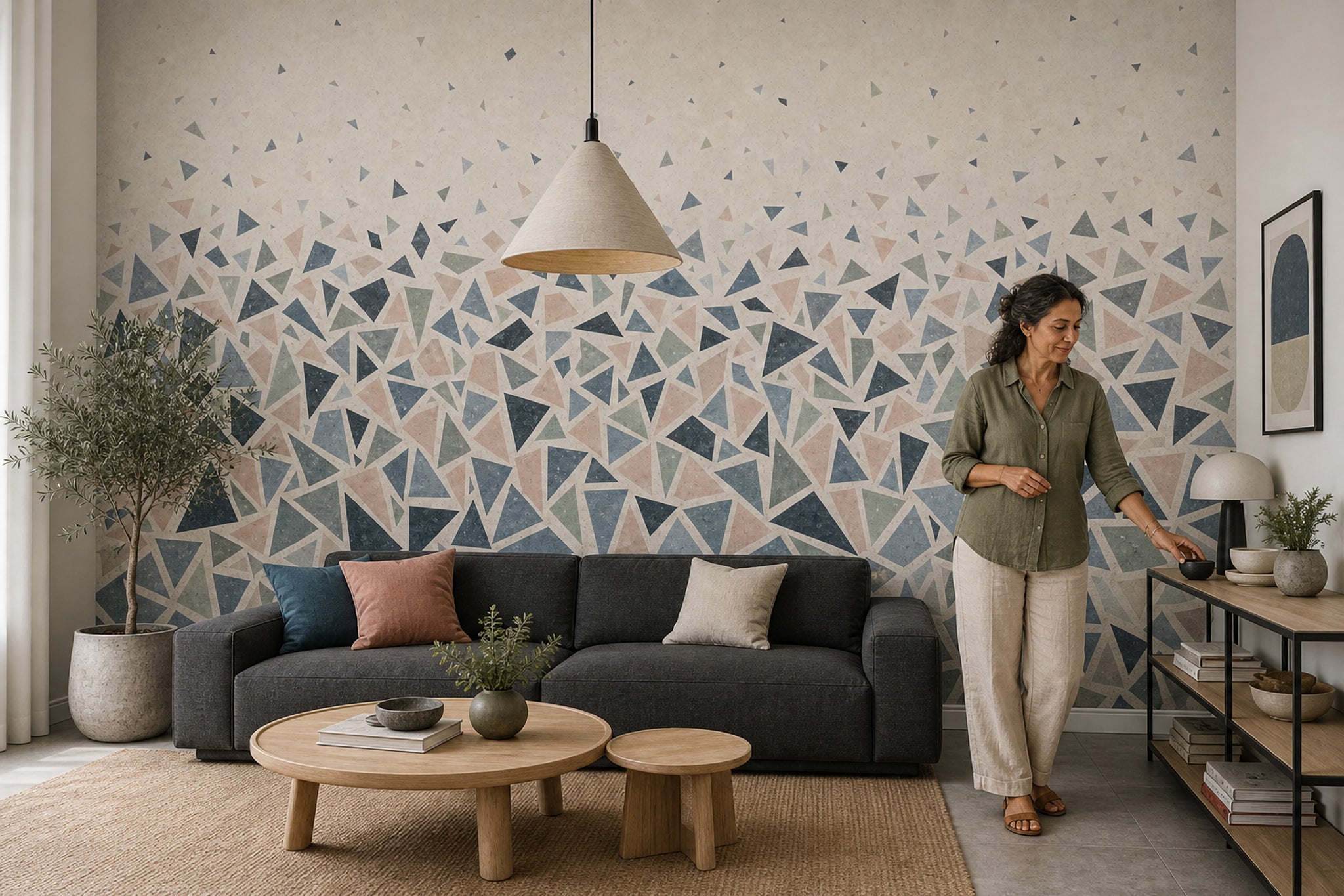 Renkli Terrazzo Desenli Poster Duvar Kağıdı Modern Yatak Odası