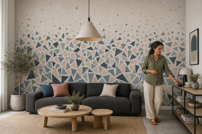 Renkli Terrazzo Desenli Poster Duvar Kağıdı Modern Yatak Odası