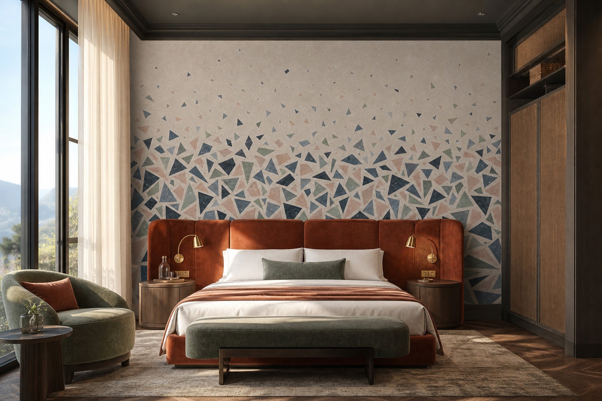 Renkli Terrazzo Desenli Poster Duvar Kağıdı Modern Yatak Odası