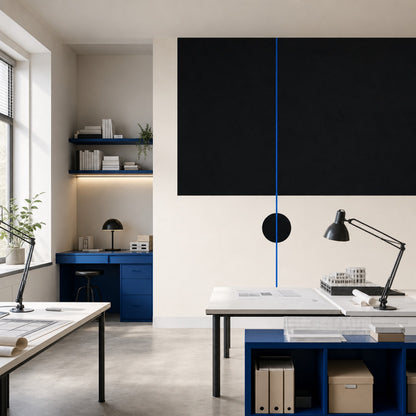 Soyut Siyah Poster Duvar Kağıdı Mavi Çizgili Minimal Salon