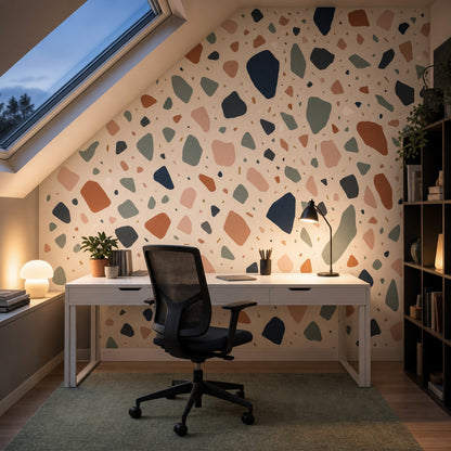 Terrazzo Desenli Poster Duvar Kağıdı Renkli Modern Salon