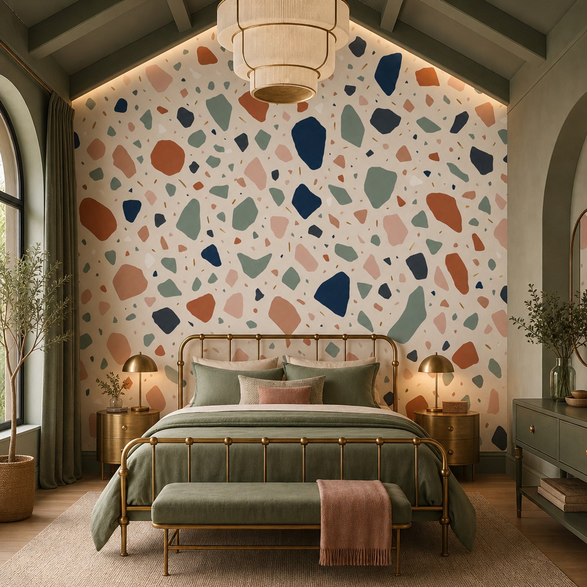 Terrazzo Desenli Poster Duvar Kağıdı Renkli Modern Salon