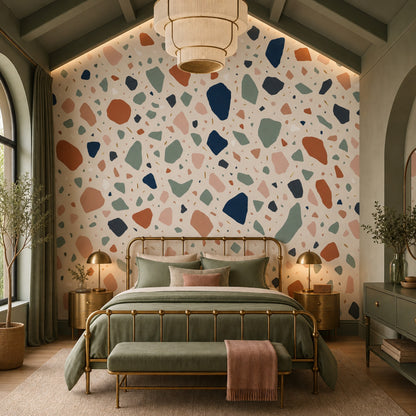 Terrazzo Desenli Poster Duvar Kağıdı Renkli Modern Salon