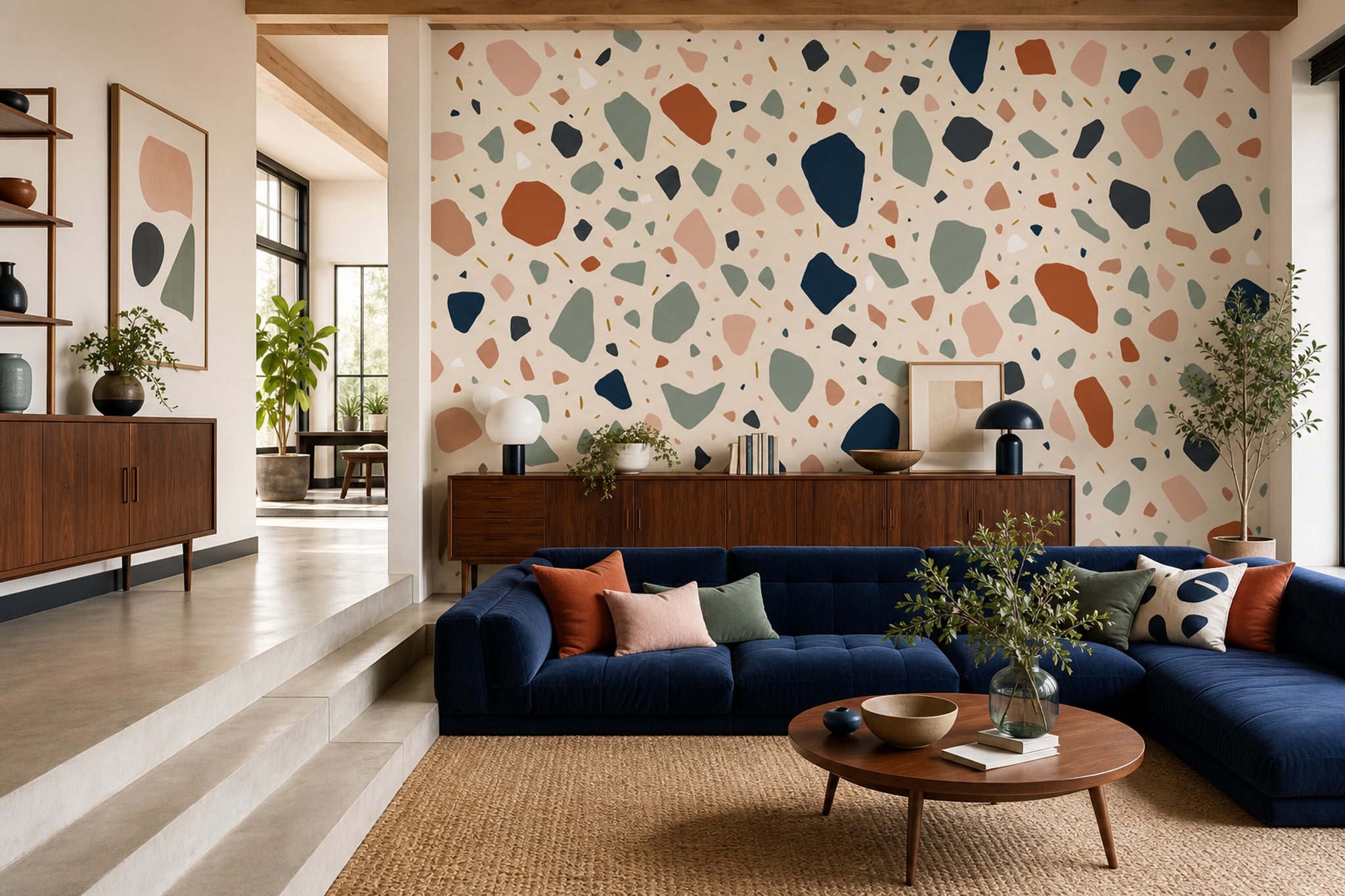 Terrazzo Desenli Poster Duvar Kağıdı Renkli Modern Salon