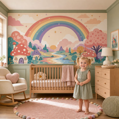 Gökkuşaklı Masal Dünyası Poster Duvar Kağıdı Çocuk Odası