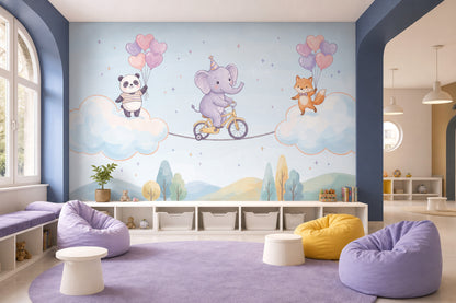 Balonlu Hayvanlar Poster Duvar Kağıdı Pastel Çocuk Odası