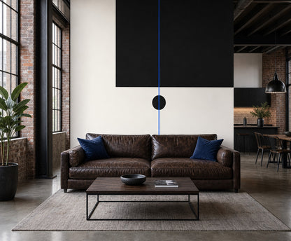 Soyut Siyah Poster Duvar Kağıdı Mavi Çizgili Minimal Salon